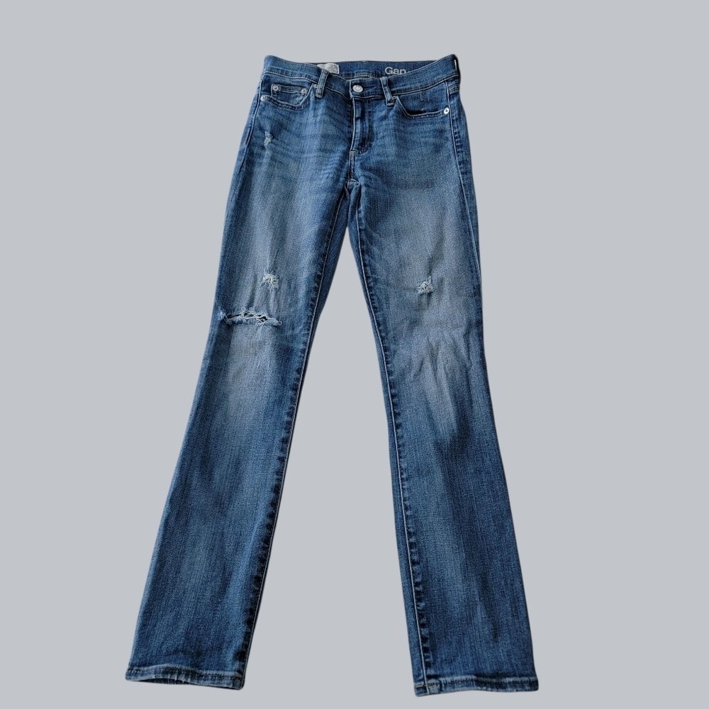 Womens Gap 1969 2016 Vibes  slim straight jeans SIZE 25 S Short distressed